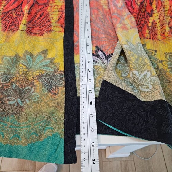 Citron Santa Monica Silk Multicolor Floral Kimono Jacket Large Boho - Picture 12 of 12